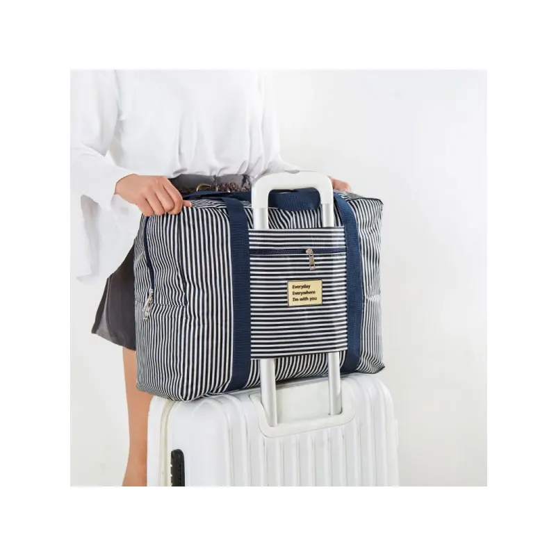 

Size L Large Capacity Women's Travel Duffle Bag Waterproof Oxford Fabric Check in Bag Fashion Zipper Soft Luggage Bag