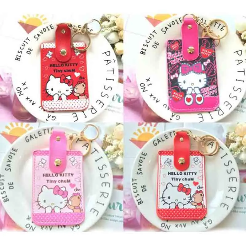 

1 Pcs Kawaii Kitty Cat Totoro Uniron Stitich Leather Holder Bus Card Holder Double-deck School Accessories for Kids Student Gift