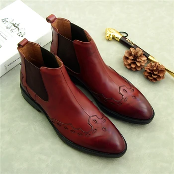 

Military Man Boots Fashion Genuine Leather Ankle Boots Martin Sapatos Hombre Black Red Autumn Knight Motorycycle Boots