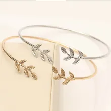 Женский Стильный Браслет-манжета с листьями, ажурный Открытый браслет с листьями, ажурный Открытый браслет D