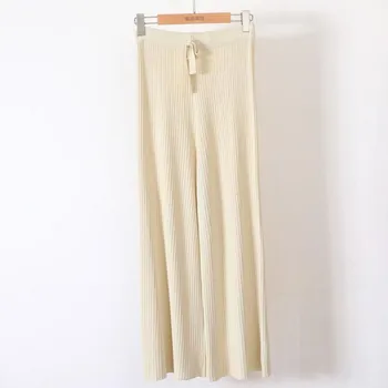 

Girl ice silk thin casual wide leg pants nine points trousers