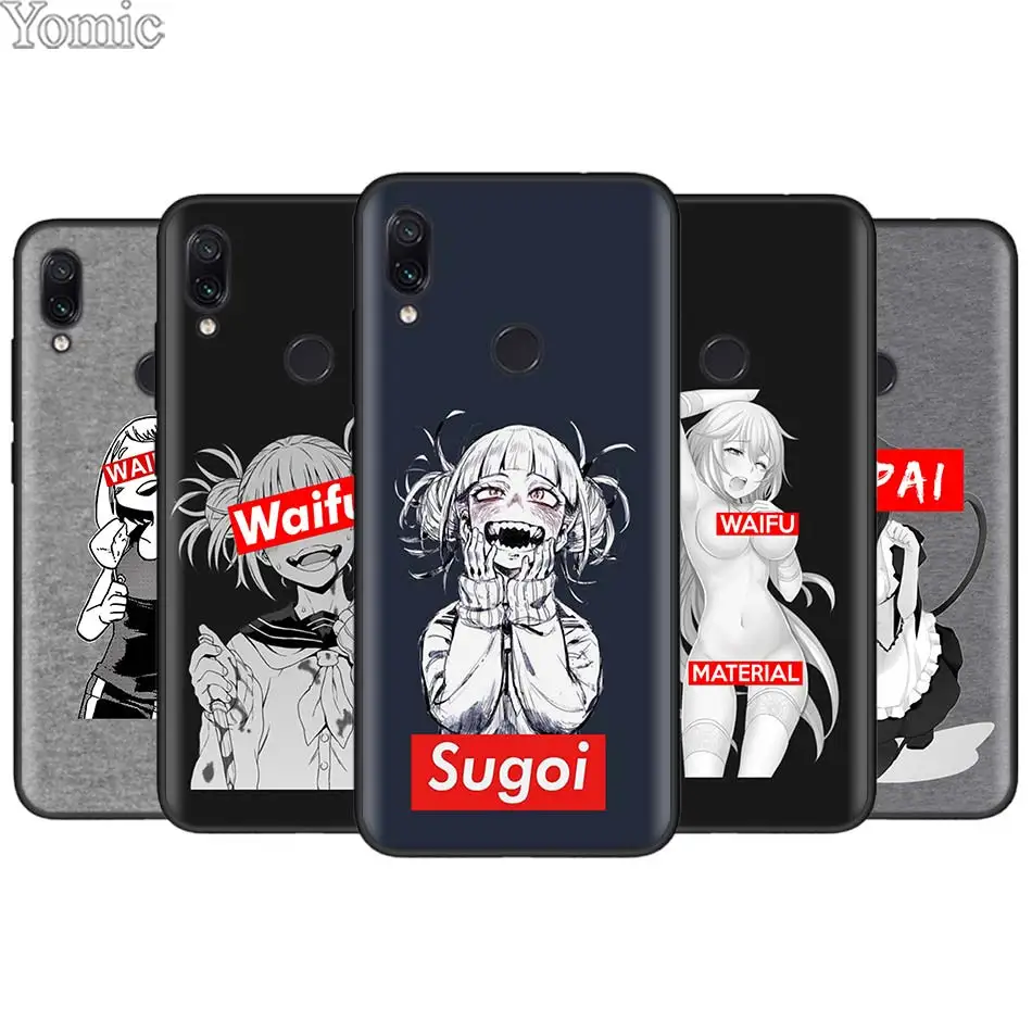 

Sugoi Senpai Anime waifu for Xiaomi Redmi 7 6 5 Note 7 5 6 Pro 4X 5A 6A S2 GO Poco F1 TPU Black Soft Case Silicone Case Cover