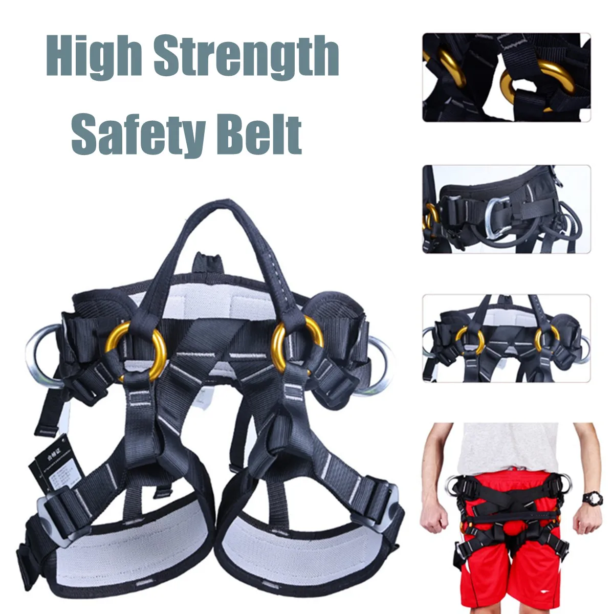 

Safety Rock Climbing Rappel Seat Harness Belt Tree Arborist Fall Protection Equipment For Mountaineering Rescuing Rock Climbing