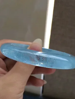 

Genuine Natural Blue Aquamarine Gemstone 11x8mm Crystal Fashion Woman Bangle Beads Bracelets Inner Diameter 57mm AAAA