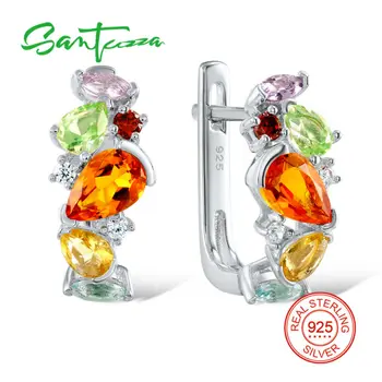 

SANTUZZA Silver Earrings For Women 925 Sterling Silver Stud Earrings Silver 925 with Stones Cubic Zirconia brincos Jewelry