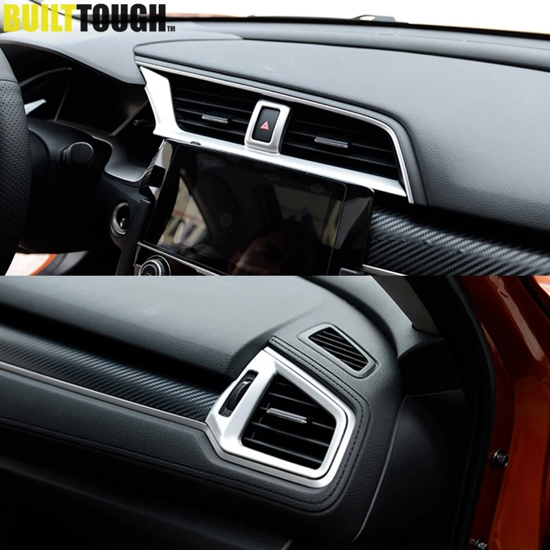 

For Honda Civic 2016 2017 2018 Chrome Front Air Vent Outlet Dashboard Console Frame Trim Cover Molding Car Styling Accessories