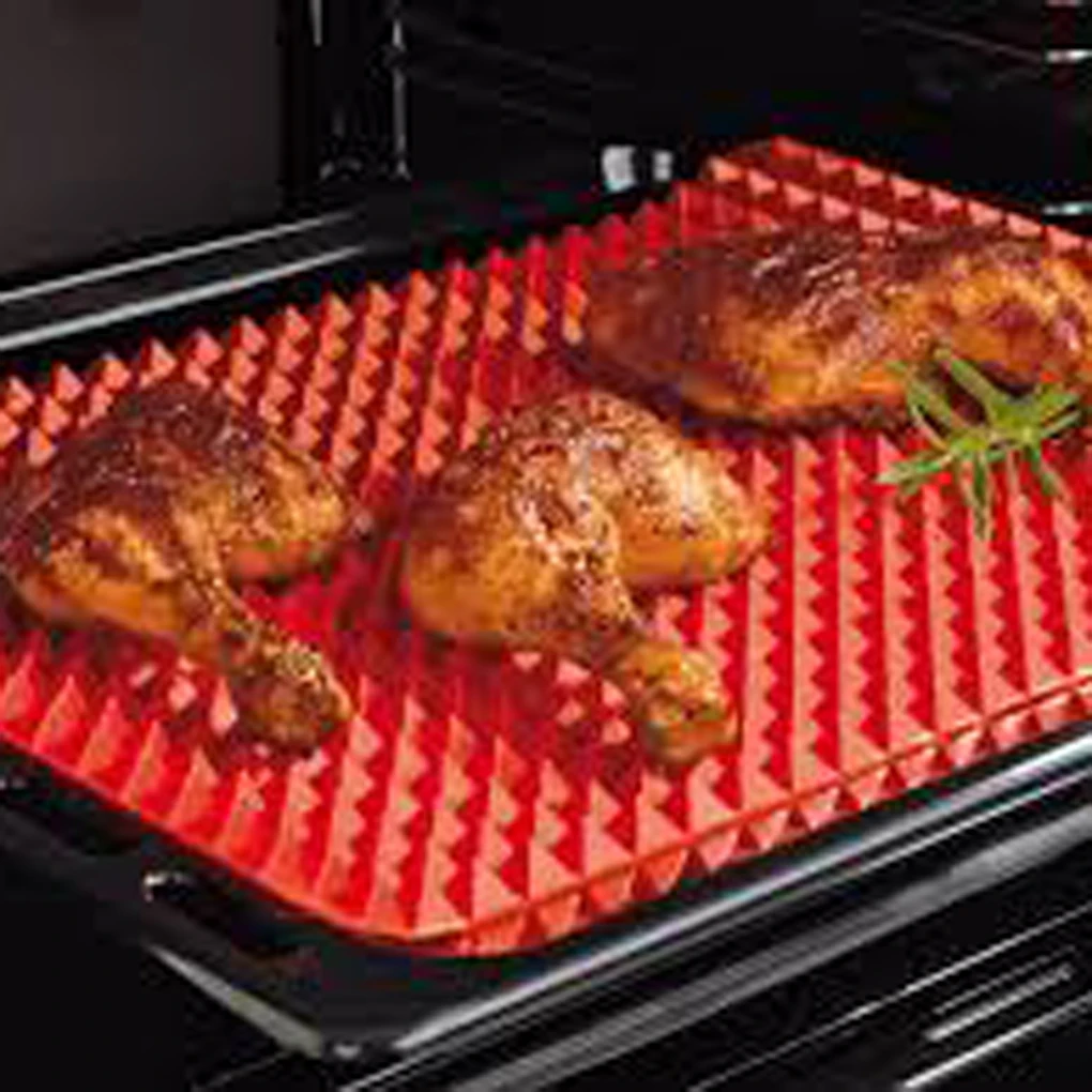 

Non Stick Reducing BBQ Mat Kitchen Baking Tray Cooking Pad Microwave Oven Roasting Mat Red Pyramid Pan Silicone Mat