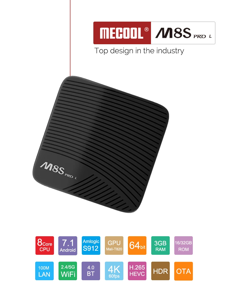 MECOOL M8S PRO L Smart tv Box Android 7,1 Amlogic S912 поддержка 4K H.265 3 Гб ram+ 16 ГБ 32 ГБ rom 5G WiFi tv Box с голосовым управлением