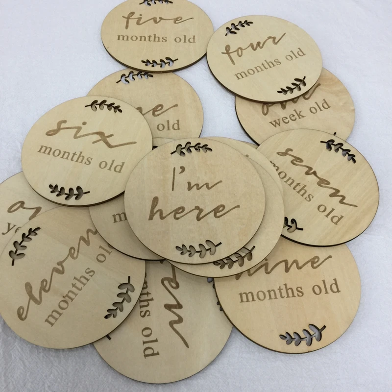   Engraved wooden monthly milestone plaques set of 15 pcs (2)