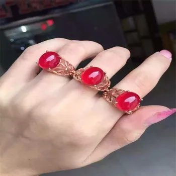 

KJJEAXCMY fine jewelry 925 Pure silver natural red jade medullary female style ring inlay jewelry water drop bow simple wildflow
