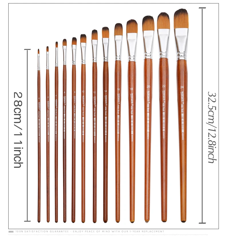 13 шт. набор кистей для рисования, нейлоновые волосы, длинная ручка для акварели, акриловая живопись маслом, инструмент для рисования, школьные принадлежности для творчества