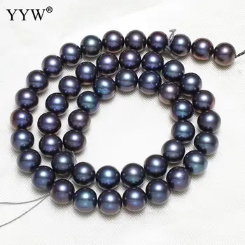 

Grade AAA Cultured Round Freshwater Pearl Beads Black 8-9mm Hole 0.8mm 16inch Strand Beads for Jewelry Making DIY Necklace