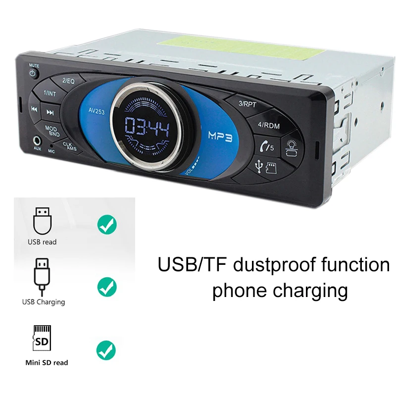 Музыкальный плеер Авто Поддержка Bluetooth USB TF AUX FM Авторадио Bluetooth 1 Din автомобильное радио MP3 громкой связи 2,5 дюймов