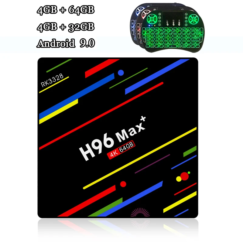ТВ-приставка H96 MAX Plus на Android 8.1 от RUIJIE, смарт ТВ с четырехъядерным процессором RK3328 4 ГБ ОЗУ и 64 ГБ ПЗУ, ТВ-приставка c двумя диапазонами Wi-Fi 5 ГГц и 2,4 ГГц 4 ГБ ОЗУ 32 ГБ ПЗУ и разрешением 4K