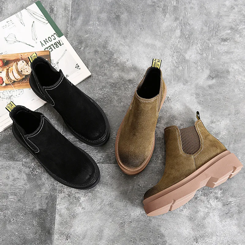 SWYIVY Chaussures Femme Кожаные ботинки Женские бархатные зимние женские сапоги 2019 новые