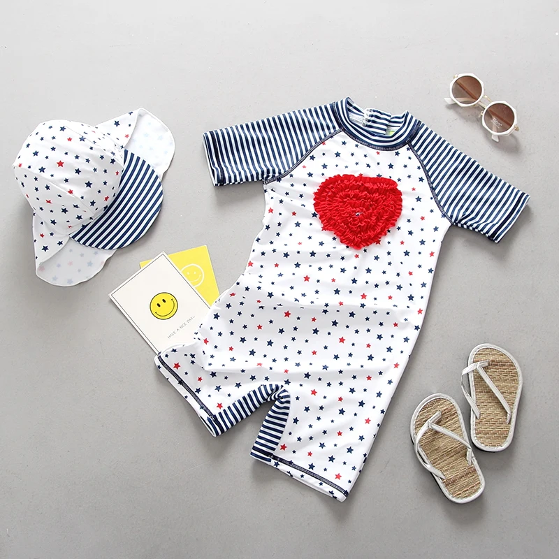 UPF50+ Baby Girl Swimwear Sun Protected Infant Baby Swimsuit One Piece Bathing Suits Kids Girl Swimming Pool Diving Surfing Suit