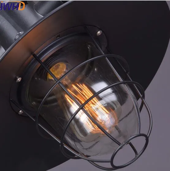 IWHD железная американская Ретро фурнитура для подвесного светильника столовая Эдисона стиль лофт промышленная винтажная лампа Lampara Hanglamp