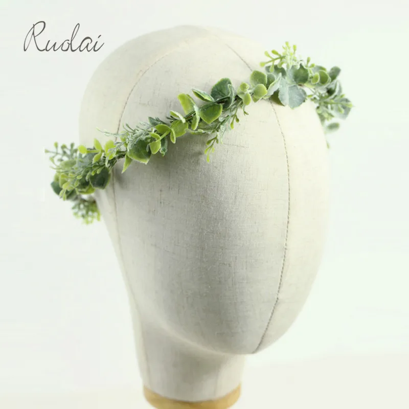 

Green Flower Crown Wedding Headband Bridal Head Wear Leaves Lady Headpiece Boho Wedding Accessories Bridal Hair Wear HD38