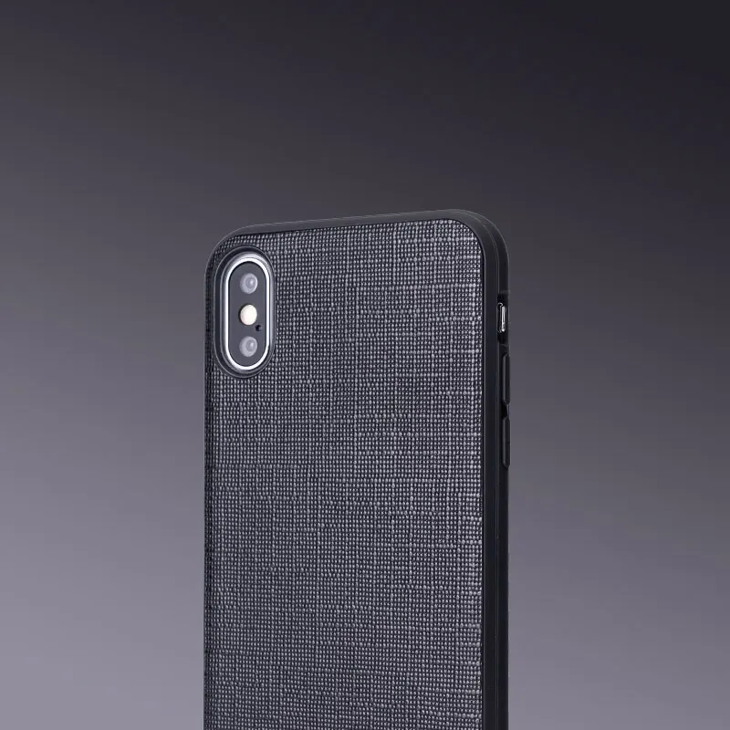 

iphonex case fitted iphone7 8 plus XR XS max 6 6s case water proof business cowhide leather Cloth Grain brown blue black