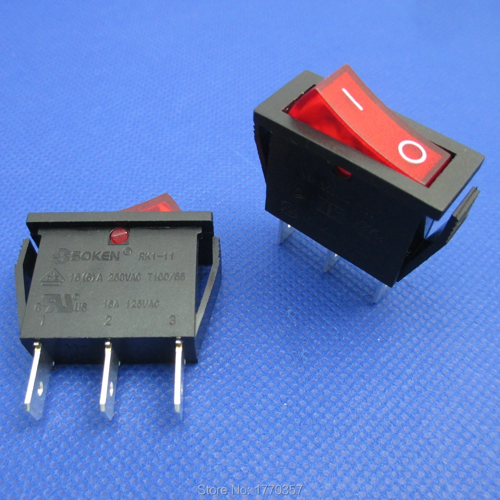 5pcs brand new boat rocker switch 3 pins with light red ON OFF 16A