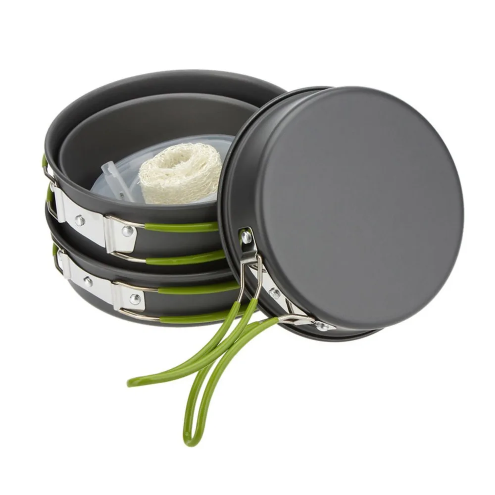 

Camping Cookware Set Multifunctional 3 Persons Portable Cooking Tableware Picnic Set Outdoor Hiking Pot Pans Bowls for outdoor