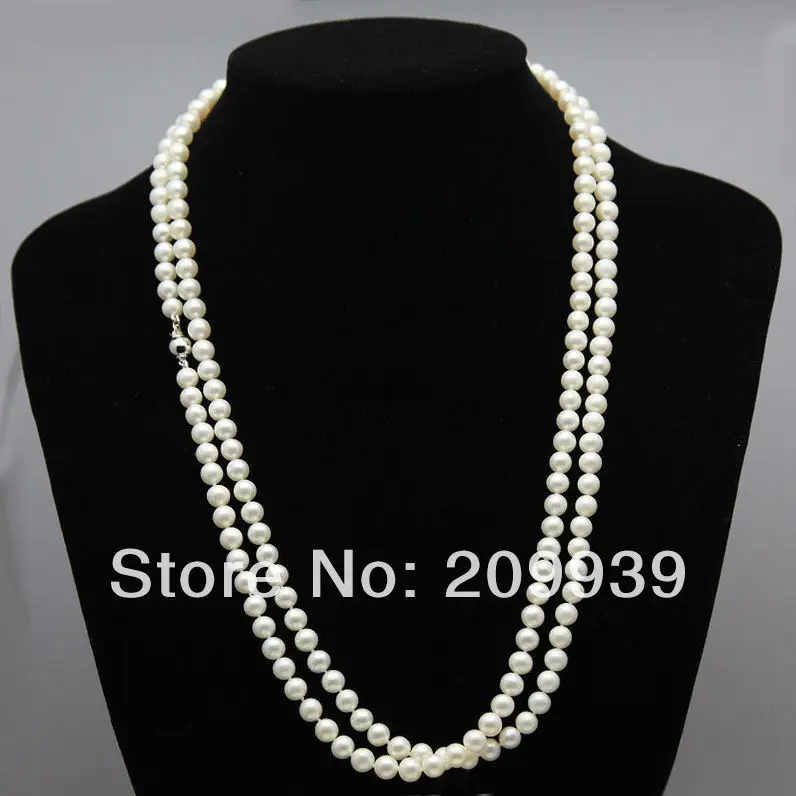 

huij 003317 long AAA+ 8-9mm white freshwater cultured pearls necklace 50