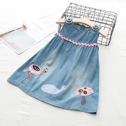 2018 весенние и летние модели детская одежда детская потертая Джинсовое платье