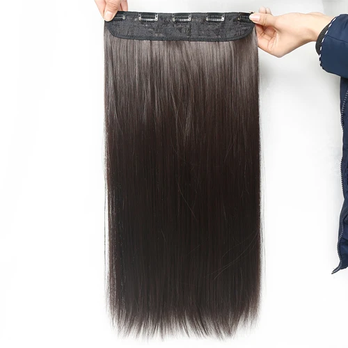 Сури волосы прямые синтетические волосы на заколках для наращивания женские волосы штук 5 клипов 24 дюйма 6 цветов - Цвет: #4