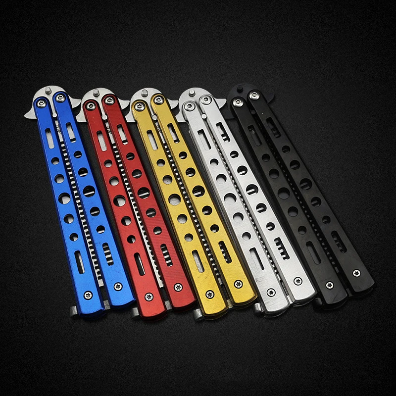 расческа бабочка Pro салон Нержавеющая сталь складной нож бабочки Balisong Стиль Ножи гребень инструмент черный, серебристый цвет Прохладный