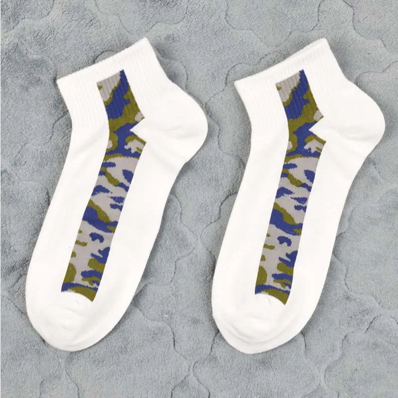 Хлопковые мужские короткие носки с низкой талией, носки-лодочки, камуфляжные перекладины, деловые Повседневные Дышащие мужские носки - Цвет: 3