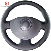 LQTENLEO черный искусственный кожаный автомобильный чехол на руль для Renault Megane 2 2003-2008 Kangoo 2008-2012 Scenic 2 2003-2010