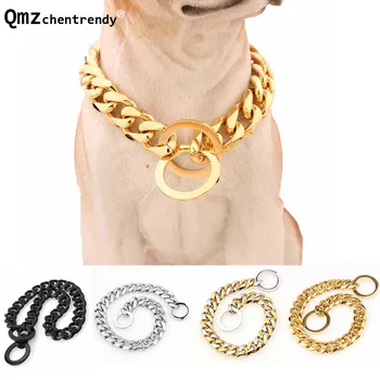 

15mm Strong Stainless Steel Dog Collar Dogs Training Choke Chain Collars for Large Dogs Pitbull Bulldog Necklace