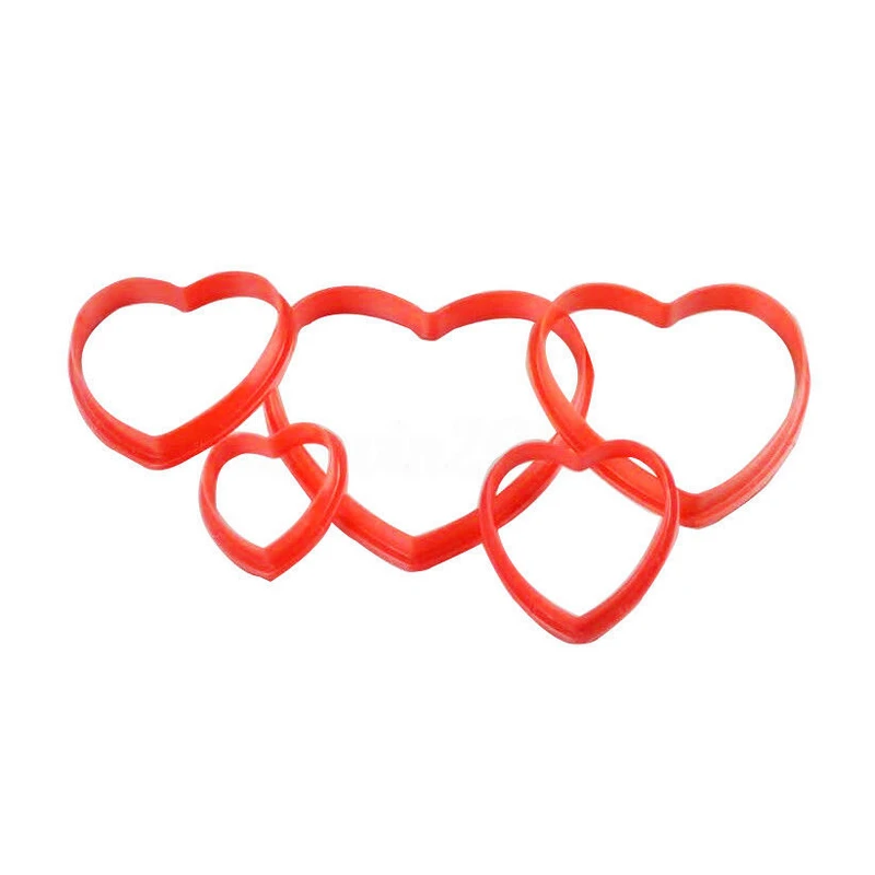 JX-LCLYL 6Pcs Red Heart Shaped Cookie Cutter Biscuit Mold Mould Cake Baking Tool Plastic