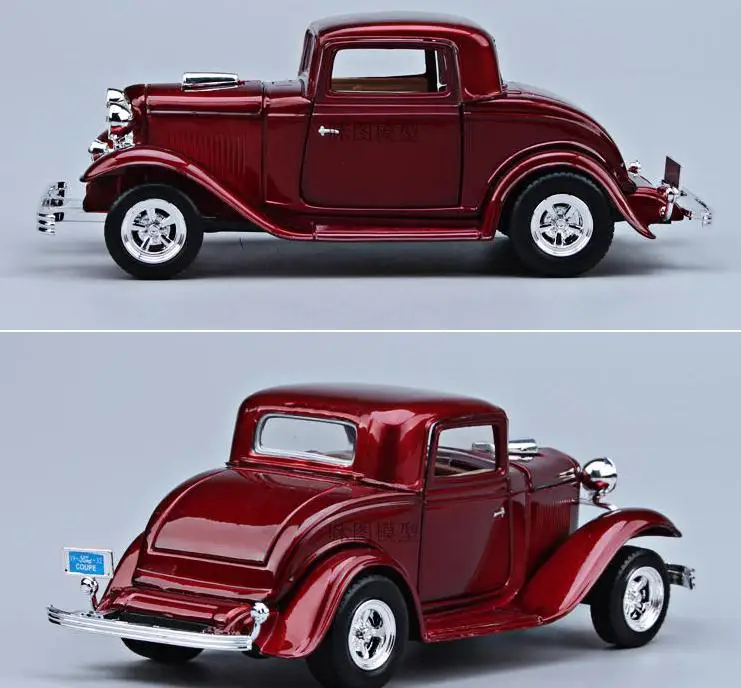 Высокая имитация 1932 Ford coupe модель автомобиля, 1:24 передовая Игрушечная машина из сплава, 4 открытые двери Ретро Коллекционная модель