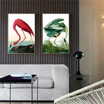 

2 Panel Modern Canvas Painting Wall Art Flamingos Floral Wall Pictures For Living Room Hd Print Animal Picture Unframed GIFT