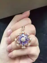 natural blue tanzanite pendant S925 silver Natural gemstone Pendant Necklace trendy happy Ferris wheel women girl party jewelry