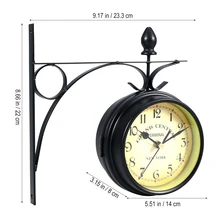 Reloj de pared de Metal marco de Metal reloj de vidrio Vintage decorativo estilo antiguo colgante de reloj de pared doble cara de decoración del hogar