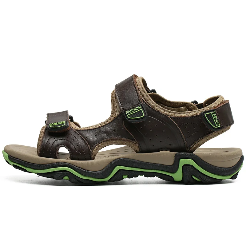 

Men's Walking Sandals Genuine Leather Outdoor Beach Sandal Trekking Traveling Ankle Strap Casual Men Shoes 3#15D50