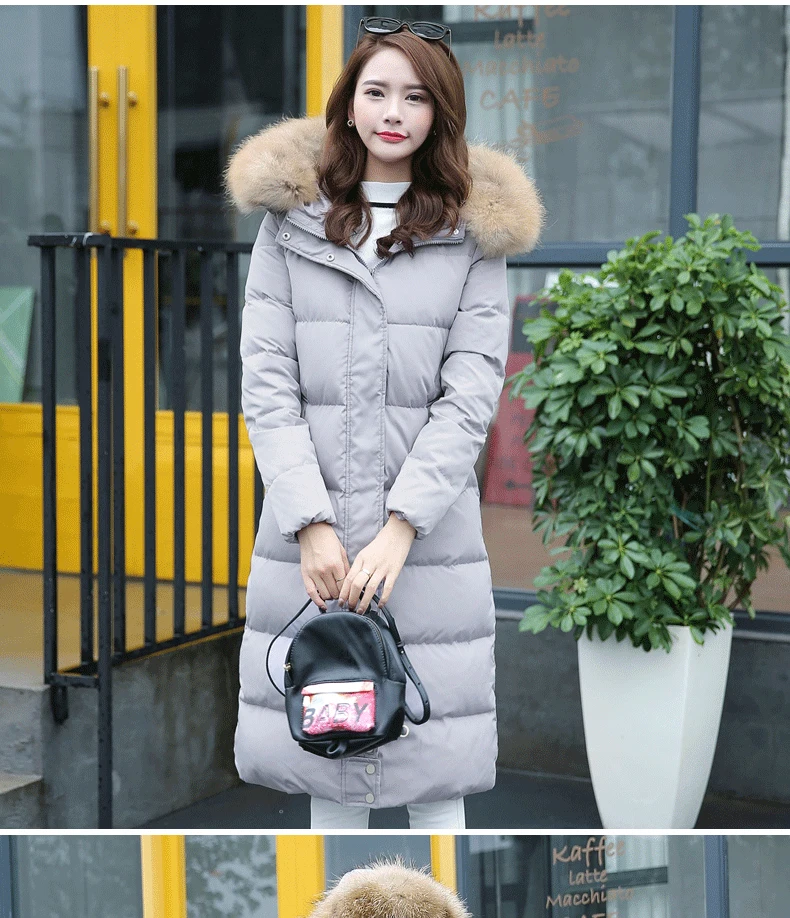 Excellent Winter women down coat 2018 fashion new solid color mid-long hooded fur collar Thickening High-end warm female down jacket ll811 3 Excellent Winter women down coat 2018 fashion new solid color mid-long hooded fur collar Thickening High-end warm female down jacket ll811 3