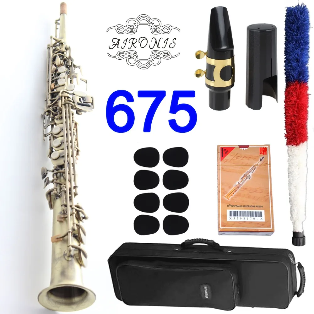 

Brand New Saxophone Soprano 675 Professional Soprano Sax Custom Antique Copper Simulation Bronze With Mouthpiece Reeds Neck Case