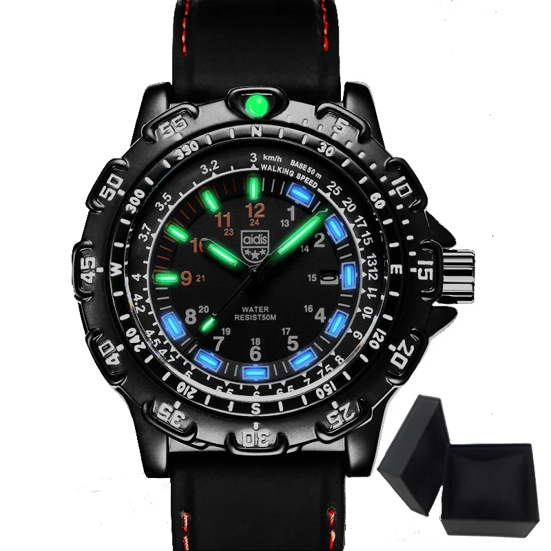 Acheter Aidis hommes sport montres marque casual cool militaire imperméable à l eau en plein air lumineux quartz montre hommes étudiant horloge relogio masculino