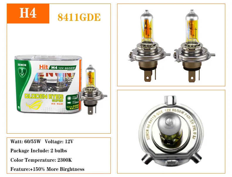 XENCN 12 В 2300 К золотистые глаза супер желтые яркие автомобильные галогенные фары для внедорожников используется автомобильный источник освещения H1 H3 H4 H7