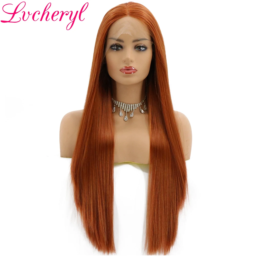 Lvcheryl Mixed Orange Copper Red Color Natural Long Straight Heat