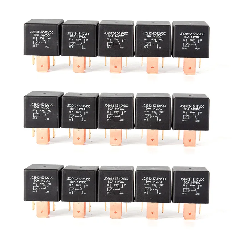 5PCS Car Relay 12V 80A 5Pin DC AMP SPDT Relay Waterproof Black