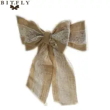 10 шт. 240x15 см кружева брезентовые чехлы на стулья крышка мешочный джут льняной деревенский галстук бант Свадебная вечеринка для украшения детского душа