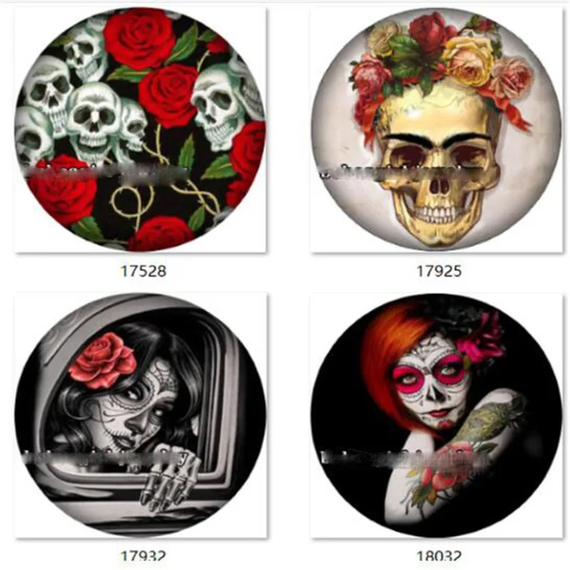 

Skull Rose Galss Snap Button Jewelry Charm Fit 12MM 18MM Snap Jewelry Mixed 50pcs