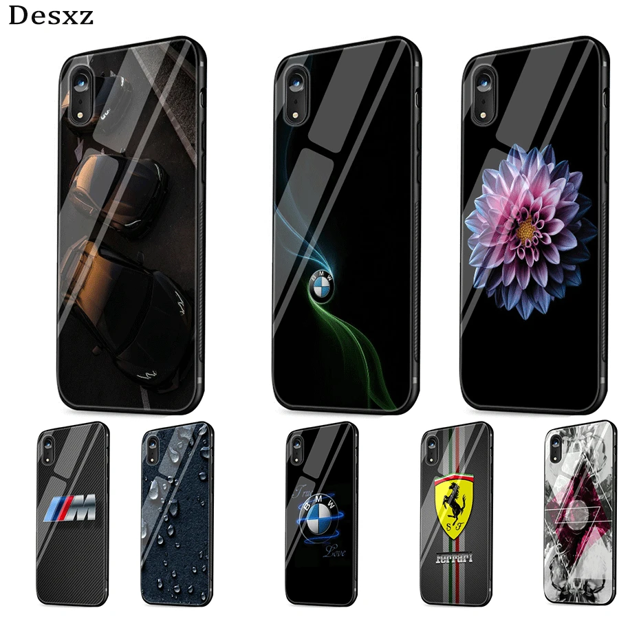 

Gerleek BMW sports car glass case for iPhone 5 5s SE 7 8 Plus XR X XS Max case