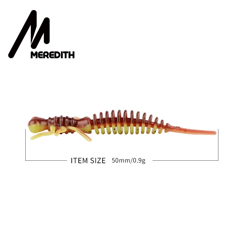 MEREDITH Larva 10 шт./лот 50 мм 0,9 г Стрекоза мягкие рыболовные червь приманки джиггинг приманки рыболовные приманки искусственные рыболовные снасти, блесны