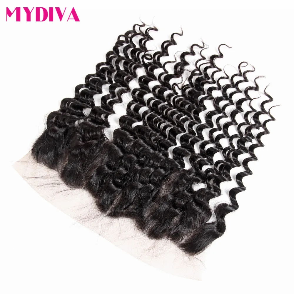 Brazilian Deep Wave Frontal 13*4 Ear To Ear Lace Frontal Closure Non Remy Human Hair Closure Pre Plucked Swiss Lace Frontal