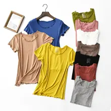 High Elastic Ribbed Cotton Vintage Wood ears O neck Short sleeve T-shirt New Woman Slim Fit t shirt tight tee Summer Retro Tops High Elastic Ribbed Cotton Vintage Wood ears O neck Short sleeve T-shirt New Woman Slim Fit t shirt tight tee Summer Retro Tops